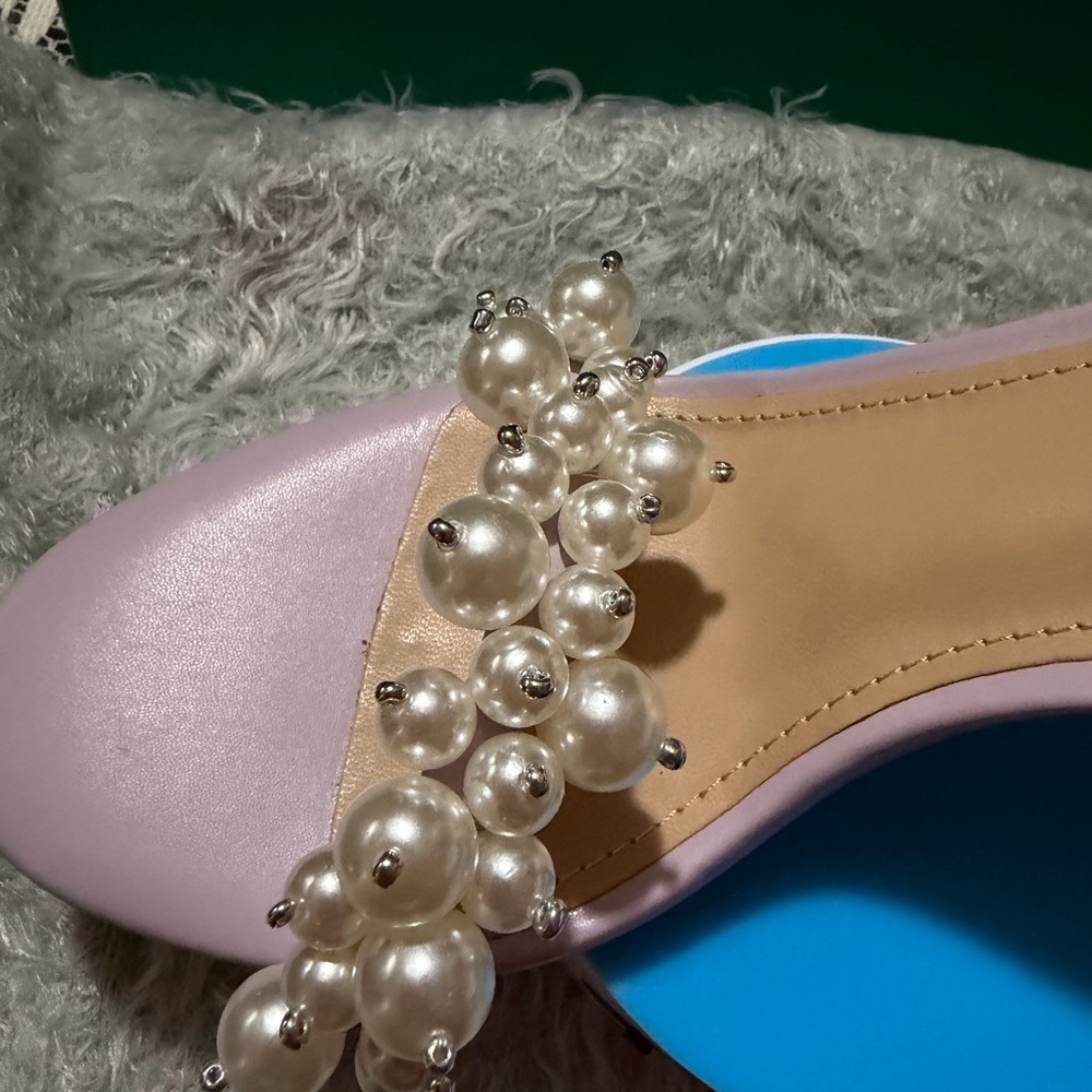 Lauren Lorraine Soft Violet Blush Heels with Pearl Accents - Picture 3 of 7